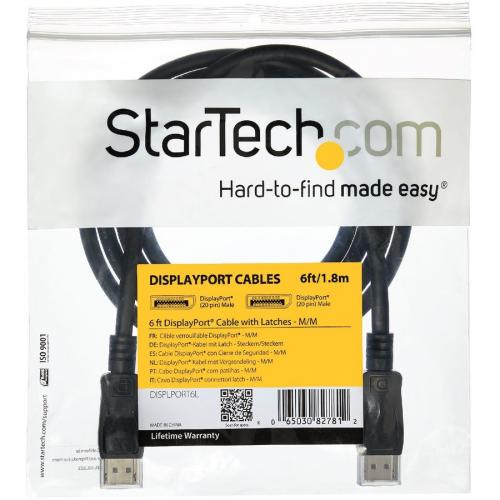 StarTech.com 3ft (1m) DisplayPort 1.2 Cable, 4K X 2K UHD VESA Certified DisplayPort Cable, DP Cable/Cord For Monitor, W/ Latches Alternate-Image4/500