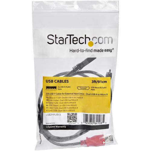 StarTech.com 3 Ft USB Y Cable For External Hard Drive   Dual USB A To Micro B Alternate-Image4/500