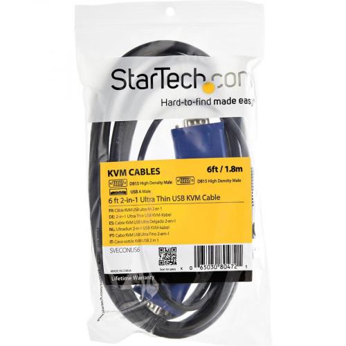 StarTech.com 15 Ft 2 In 1 Ultra Thin USB KVM Cable   Video / USB Cable   4 Pin USB Type A, HD 15 (M)   HD 15 (M)   4.57 M Alternate-Image4/500