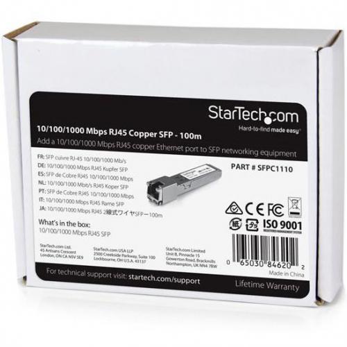 StarTech.com Cisco SFP GE T Compatible SFP Module   1000BASE T   10/100/1000 Mbps SFP To RJ45 Cat6/Cat5e Transceiver   100m Alternate-Image4/500