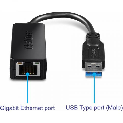 TRENDnet USB 3.0 To Gigabit Ethernet Adapter, Full Duplex 2Gbps Ethernet Speeds, Up To 1Gbps, USB A, Windows & Mac Compatibility, USB Powered, Simple Setup, Black, TU3 ETG Alternate-Image4/500