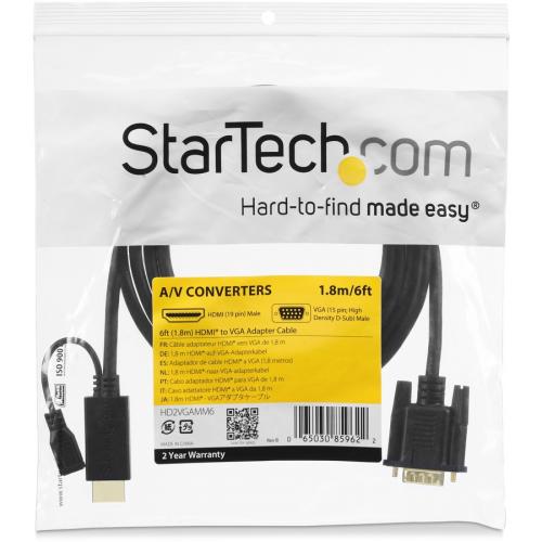 StarTech.com HDMI To VGA Cable   10 Ft / 3m   1080p   1920 X 1200   Active HDMI Cable   Monitor Cable   Computer Cable Alternate-Image4/500
