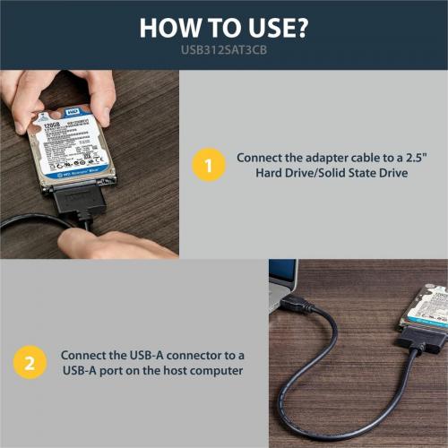 StarTech.com USB 3.1 (10Gbps) Adapter Cable For 2.5" SATA SSD/HDD Drives Alternate-Image4/500