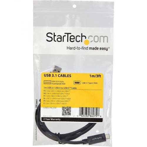 StarTech.com 3 Ft 1m USB To USB C Cable   USB 3.1 (10Gpbs)   USB IF Certified   USB A To USB C Cable   USB 3.1 Type C Cable Alternate-Image4/500