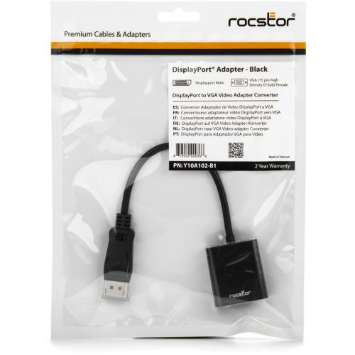 Rocstor DisplayPort To VGA Video Adapter Converter   Cable Length: 5.9" Alternate-Image4/500