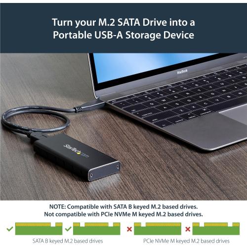 StarTech.com M.2 SSD Enclosure For M.2 SATA SSDs   USB 3.1 (10Gbps) With USB C Cable   External Enclosure For USB C Host   Aluminum Alternate-Image4/500