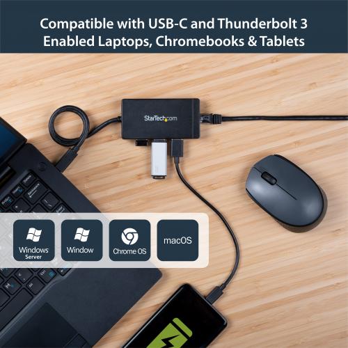 StarTech.com USB C To Ethernet Adapter &acirc;&euro;" Gigabit &acirc;&euro;" 3 Port USB C To USB Hub And Power Adapter &acirc;&euro;" Thunderbolt 3 Compatible Alternate-Image4/500