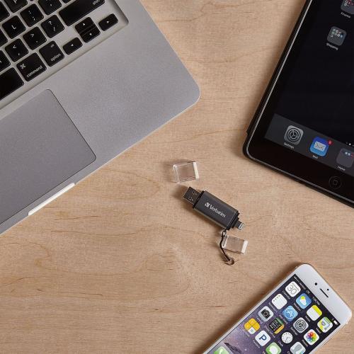 64GB Store 'n' Go Dual USB 3.0 Flash Drive For Apple Lightning Devices   Graphite Alternate-Image4/500