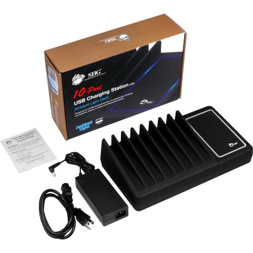 SIIG 10 Port USB Charging Station With Ambient Light Deck Alternate-Image4/500