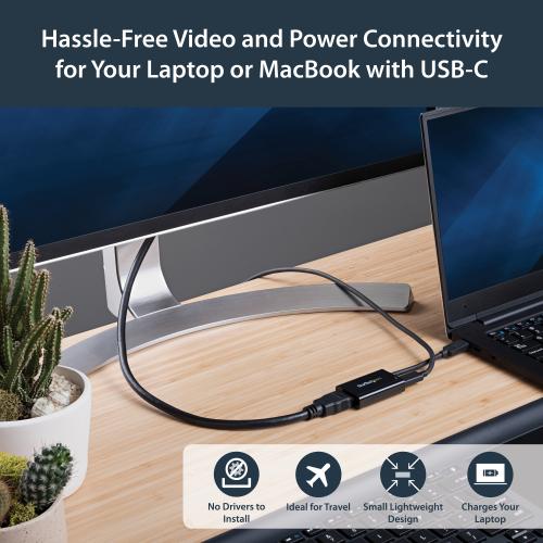 StarTech.com USB C To HDMI 2.0 Adapter 4K 60Hz With 60W Power Delivery Pass Through Charging   USB Type C To HDMI Video Converter   Black Alternate-Image4/500
