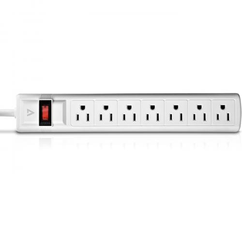 V7 7 Outlet Surge Protector, 12 Ft Cord, 1050 Joules   White Alternate-Image4/500