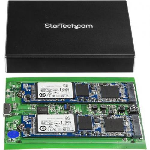 StarTech.com Dual M.2 Enclosure   RAID   M.2 SATA SSD Enclosure   USB 3.1 (10 Gbps)   USB C & USB A External Enclosure   Aluminum Alternate-Image4/500