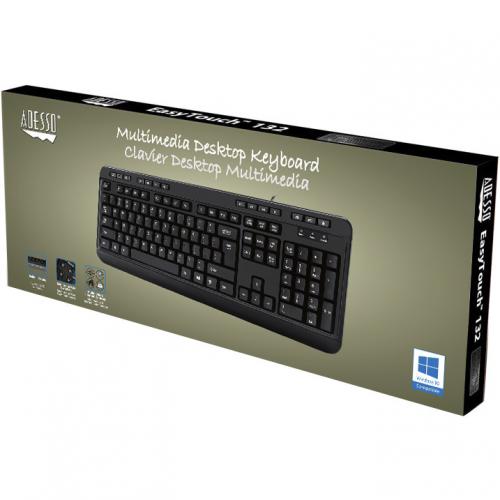 Adesso Multimedia Desktop Keyboard With 3 Port USB Hub Alternate-Image4/500
