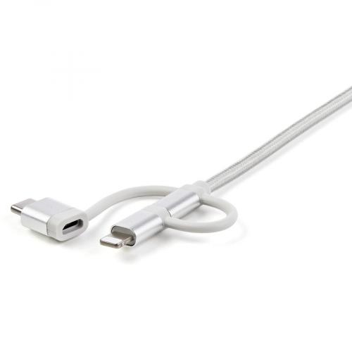 StarTech.com 1m USB Multi Charging Cable   Braided   Apple MFi Certified   USB 2.0   Charge 1x Device At A Time   For USB C Or Lightning Devices Attach The Corresponding Connector Of The Cable To The Micro USB Connector And Plug Into Your Device  ... Alternate-Image4/500