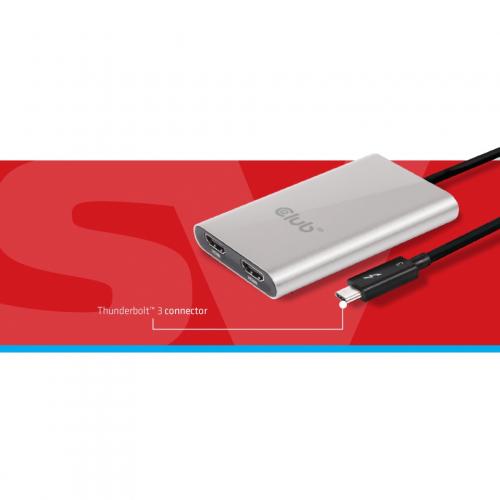 Club 3D SenseVision Thunderbolt&trade; 3 To Dual Displayport&trade; 1.2 Adapter Alternate-Image4/500