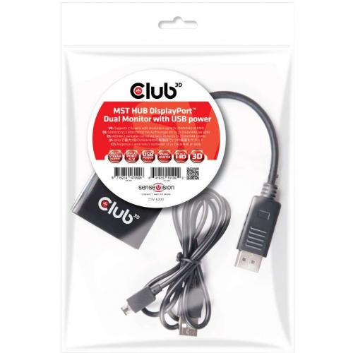 Club 3D Multi Stream Transport (MST) Hub DisplayPort 1.2 Dual Monitor USB Powered Alternate-Image4/500