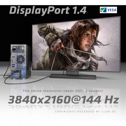 Club 3D DisplayPort 1.4 HBR3 Cable 8K60Hz Male / Male 1m/3.28ft Alternate-Image4/500