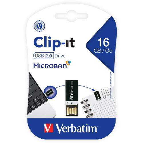16GB Clip It USB Flash Drive   Black Alternate-Image4/500