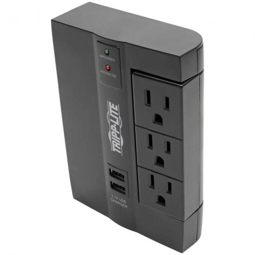 Tripp Lite By Eaton Protect It! 6 Outlet Surge Protector With 3 Rotatable Outlets   Direct Plug In, 1200 Joules, 2 USB Ports Alternate-Image4/500