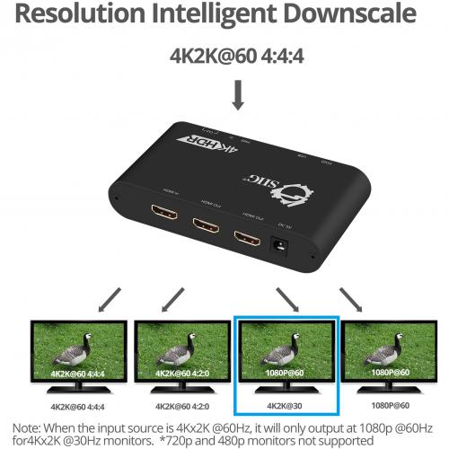 SIIG 1x2 HDMI 2.0 Splitter / Distribution Amplifier With Auto Video Scaling   4K 60Hz HDR Alternate-Image4/500