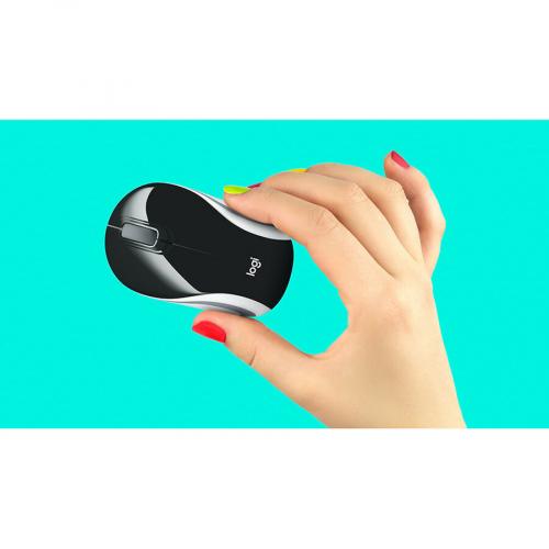 Logitech Wireless Mini Mouse M187 Ultra Portable, 2.4 GHz With USB Receiver, 1000 DPI Optical Tracking, 3 Buttons, PC / Mac / Laptop   Black (with White Stripe) Alternate-Image4/500