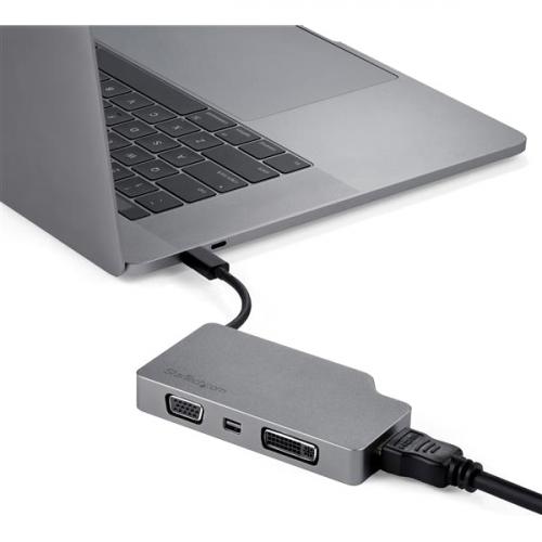StarTech.com USB C Multiport Video Adapter 4K/1080p   USB Type C To HDMI, VGA, DVI Or Mini DisplayPort Monitor Adapter   Space Gray Alternate-Image4/500