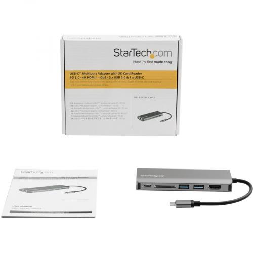 StarTech.com USB C Multiport Adapter   USB Type C Travel Dock To 4K HDMI, 3x USB Hub, SD, GbE, 60W PD 3.0 Pass Through   Mini Laptop Dock Alternate-Image4/500
