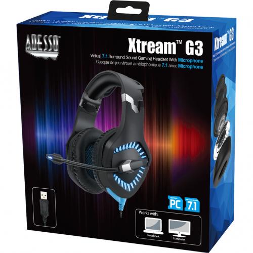 Adesso Virtual 7.1 Gaming Headset With Microphone Alternate-Image4/500