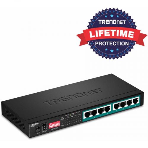 TRENDnet 8 Port Gigabit Long Range Poe+ Switch; TPE LG80;65W Poe Budget; Ethernet/Network Switch; Long Range Poe+ Extends Range Up To 200M (656 Ft.); 16 Gbps Switching Capacity; Lifetime Protection Alternate-Image4/500