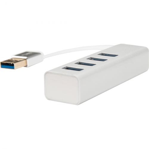 Rocstor Premium Portable 4 Port SuperSpeed Mini USB 3.0 Hub   Aluminum Silver   USB   External   4 USB Ports Female   4 USB 3.0 Ports   PC, Mac   6 In Mini Hub With Built In SuperSpeed Cable 5Gbps Alternate-Image4/500