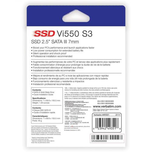 Verbatim 256GB Vi550 SATA III 2.5" Internal SSD Alternate-Image4/500