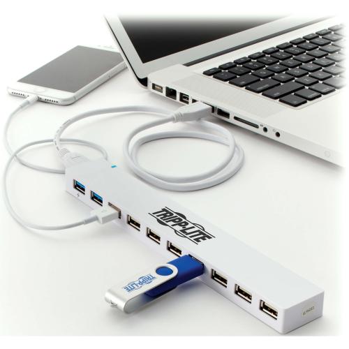Tripp Lite By Eaton 10 Port USB 3.x (5Gbps) / USB 2.0 Combo Hub   USB Charging, 2 USB 3.x & 8 USB 2.0 Ports Alternate-Image4/500