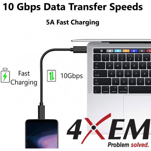 4XEM USB C To USB C Cable M/M USB 3.1 Gen 2 10GBPS 10ft Black Alternate-Image4/500