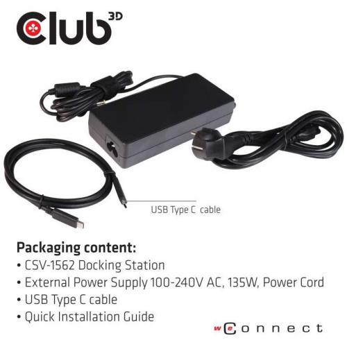 Club 3D USB C 3.2 Gen1 Universal Triple 4K Charging Dock Alternate-Image4/500