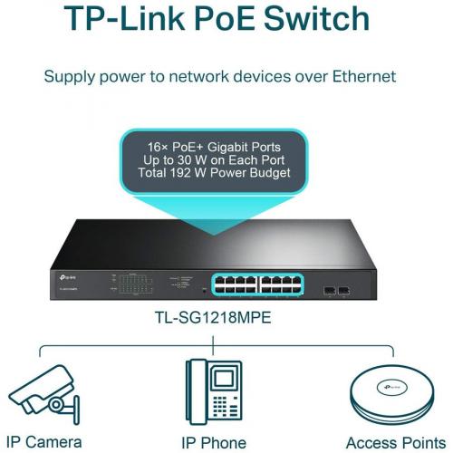 TP Link TL SG1218MPE   JetStream 16 Port Gigabit Easy Smart PoE/PoE+ Switch Alternate-Image4/500