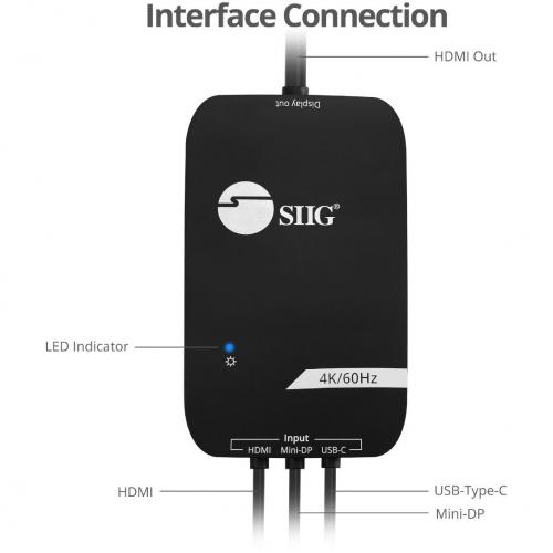 SIIG 3x1 HDMI 4K Multi Format Presentation Switcher   BYOD Alternate-Image4/500
