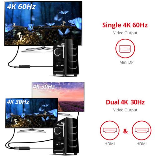 SIIG 4K 2 Ports Mini DisplayPort 1.2 To HDMI MST Splitter Alternate-Image4/500