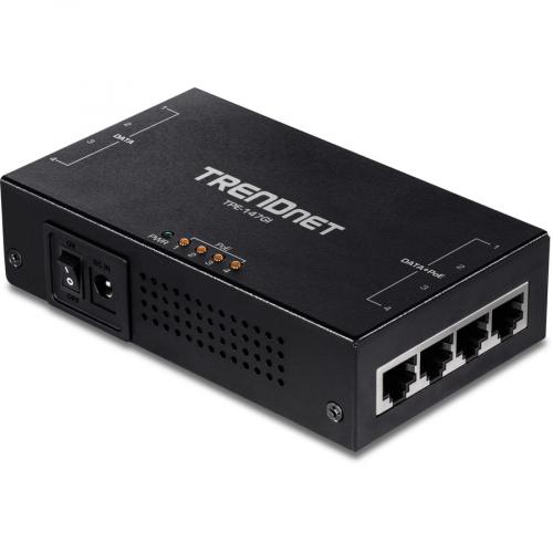 TRENDnet 65W 4 Port Gigabit PoE+ Injector, TPE 147GI, 4 X Gigabit Ports(Data In), 4 X Gigabit PoE Ports(Data + PoE Out), Multi Port PoE+ Injector Up To 100m(328 Ft.), Add PoE+ Power To Non PoE Switch Alternate-Image4/500