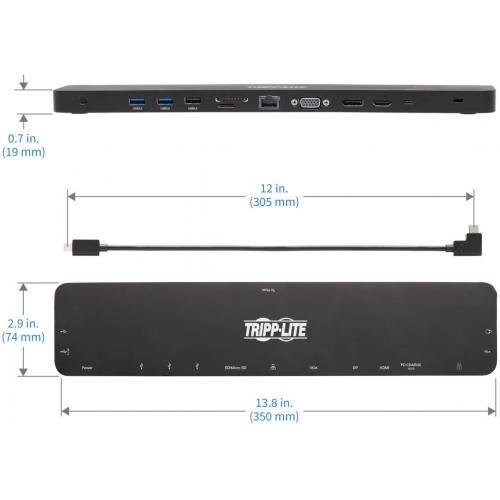 Tripp Lite By Eaton USB C Dock, Triple Display   4K HDMI & DP, VGA, USB 3.x (5Gbps) And USB 2.0 Hub Ports, GbE, 100W PD Charging Alternate-Image4/500