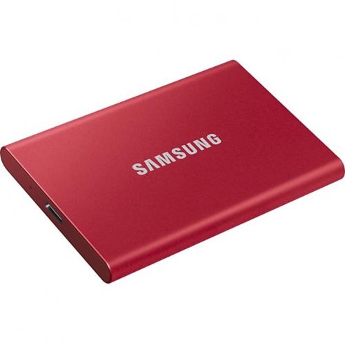 Samsung T7 MU PC2T0R/AM 2 TB Portable Solid State Drive   External   PCI Express NVMe   Metallic Red Alternate-Image4/500