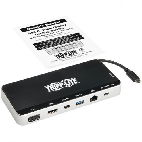 Tripp Lite By Eaton USB Dock, Triple Display   4K HDMI & MDP, VGA, USB 3.x (5Gbps), USB A/C Hub, GbE, 60W PD Charging Alternate-Image4/500