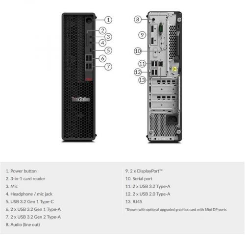 Lenovo ThinkStation P340 30DK0040US Workstation   1 X Intel I9 10900   32 GB   1 TB SSD   Small Form Factor Alternate-Image4/500