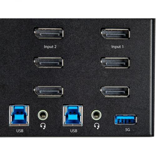 StarTech.com 2 Port Triple Monitor DisplayPort KVM Switch 4K 60Hz UHD HDR, DP 1.2 KVM Switch, 2 Pt USB 3.0 Hub, 4x USB HID, Audio, Hotkey Alternate-Image4/500