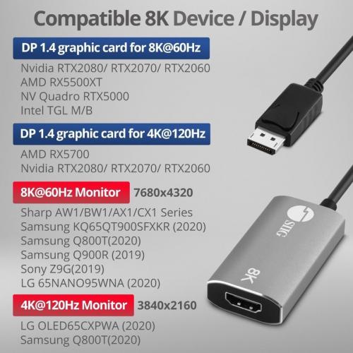 SIIG DisplayPort 1.4 To HDMI Adapter   8K 60Hz Male To Female Alternate-Image4/500