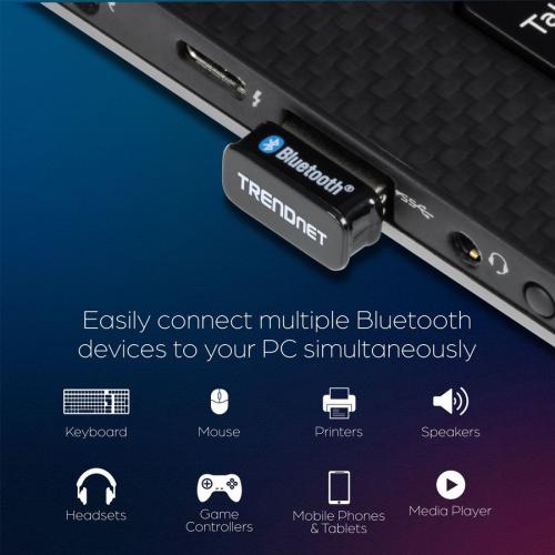 TRENDnet Micro Bluetooth 5.0 USB Adapter, Supports Basic Rate(BR), Bluetooth Low Energy(BLE), Enhanced Data Rate(EDR), 100m (328ft.) Range, Supports Windows OS, Black, TBW 110UB Alternate-Image4/500