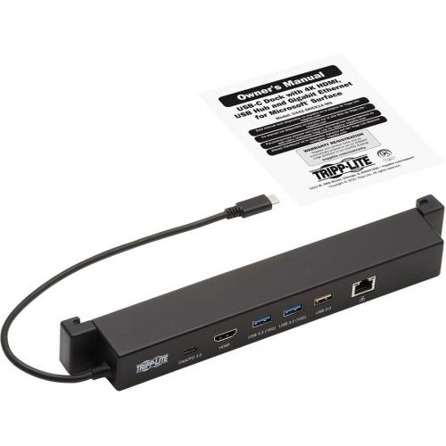 Tripp Lite By Eaton USB C Dock For Microsoft Surface   4K HDMI, USB 3.x Gen 2 (10Gbps) And USB 2.0 Hub Ports, GbE, 100W PD Charging, Black Alternate-Image4/500