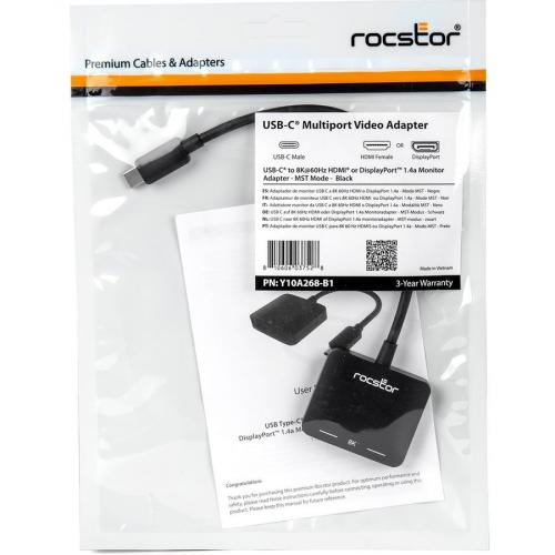 Rocstor Premium USB C To HDMI 2.0 Or DisplayPort 1.4a Monitor Adapter   MST Mode Alternate-Image4/500