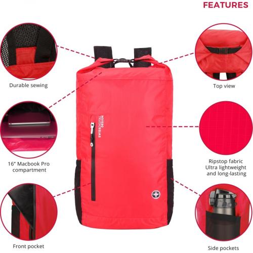 Swissdigital Design Goose SD1594 42 Carrying Case (Backpack) For 16" Apple IPad Notebook, Tablet, Accessories, MacBook Pro, Cell Phone   Red Alternate-Image4/500
