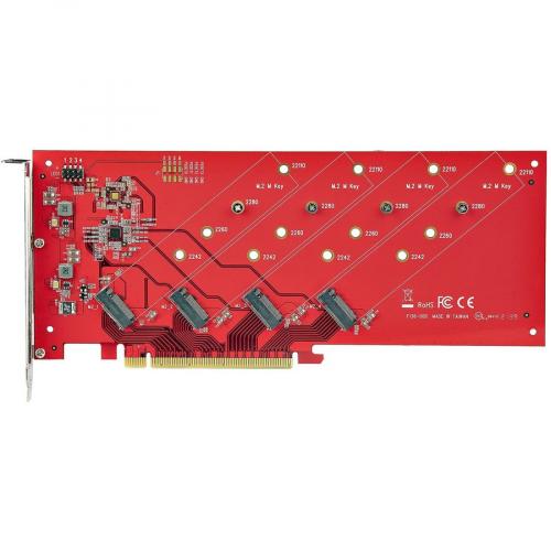 StarTech.com Quad M.2 PCIe Adapter Card, X16 Quad NVMe Or AHCI M.2 SSD To PCI Express 4.0, Up To 7.8GBps/Drive, For 2242/2260/2280/22110mm PCIe M Key M2 SSDs, Bifurcation Required   PC/Linux Compatible Alternate-Image4/500