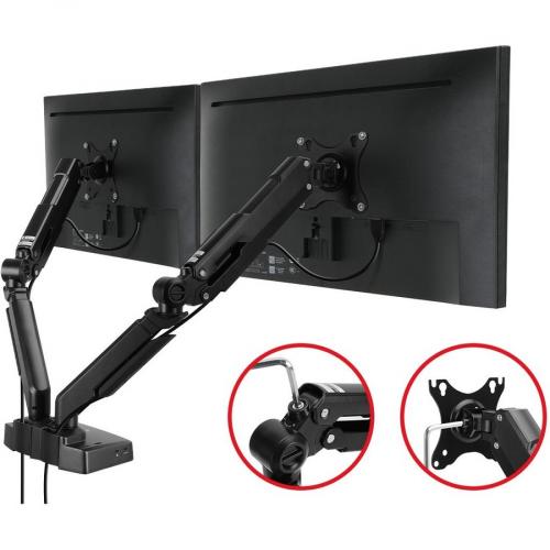 SIIG Full Function Dual 4K Hybrid Video Docking Station & PD With Gas Spring Monitor Desk Arm Mount   17" To 32" Alternate-Image4/500